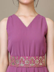 Girls Georgette Ethnic Dress With Embellished Belt