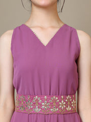 Girls Georgette Ethnic Dress With Embellished Belt