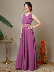 Girls Georgette Ethnic Dress With Embellished Belt