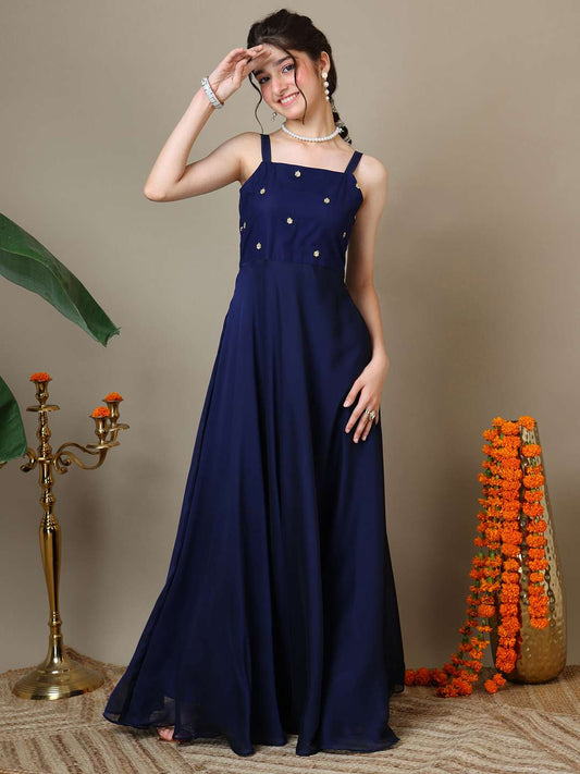 Girls Embroidered A-Line Ethnic Dresses