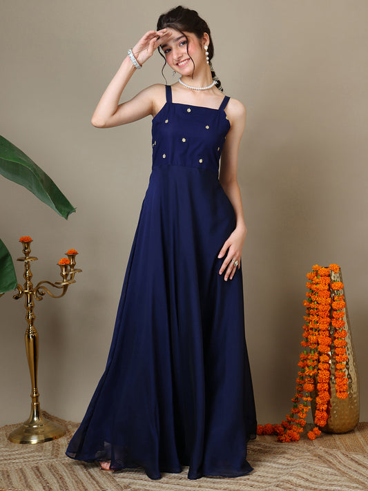 Girls Embroidered A-Line Ethnic Dresses