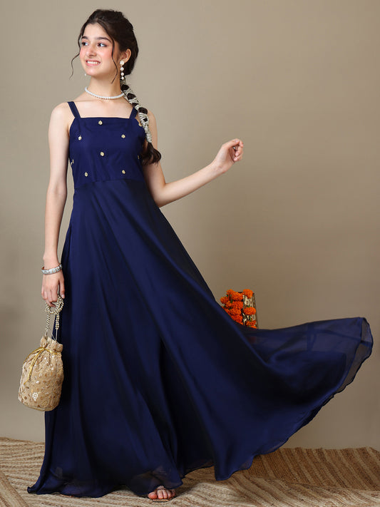 Girls Embroidered A-Line Ethnic Dresses