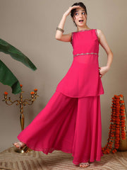 Girls Floral Embroidered Regular Kurta with Palazzos