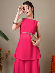 Girls Floral Embroidered Regular Kurta with Palazzos