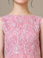 Girls Floral Embroidered Round Neck Thread Work Kurta With Palazzos