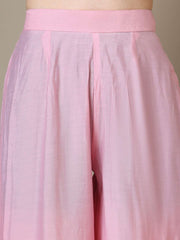 Girls Floral Embroidered Round Neck Thread Work Kurta With Palazzos