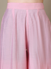 Girls Floral Embroidered Round Neck Thread Work Kurta With Palazzos