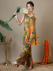 Girls Floral Printed Kurta with Palazzos