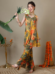 Girls Floral Printed Kurta with Palazzos