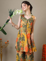 Girls Floral Printed Kurta with Palazzos