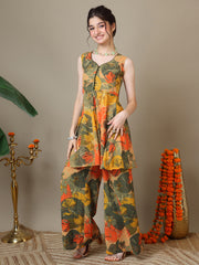 Girls Floral Printed Kurta with Palazzos