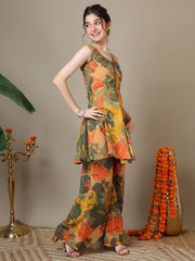 Girls Floral Printed Kurta with Palazzos