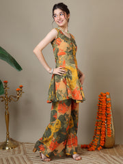Girls Floral Printed Kurta with Palazzos