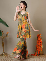Girls Floral Printed Kurta with Palazzos