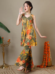 Girls Floral Printed Kurta with Palazzos