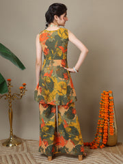 Girls Floral Printed Kurta with Palazzos