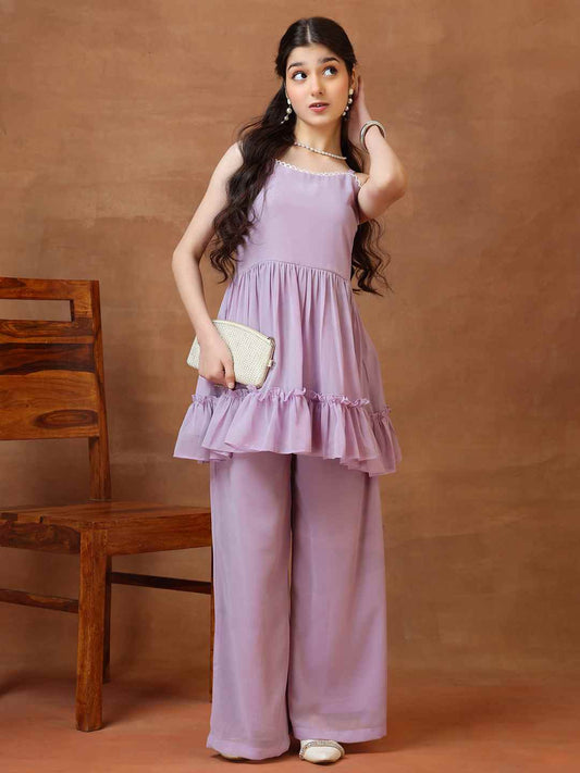 Girls Pleated Gotta Patti Kurta with Palazzos