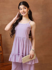 Girls Pleated Gotta Patti Kurta with Palazzos