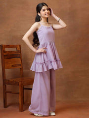 Girls Pleated Gotta Patti Kurta with Palazzos