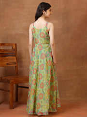 Printed Shoulder Straps A-Line Ethnic Dresses