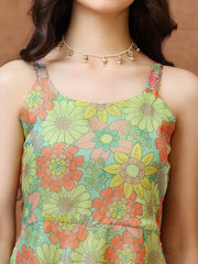 Printed Shoulder Straps A-Line Ethnic Dresses