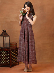 Girls Bandhani Printed Fit & Flare Midi Ethnic Dress