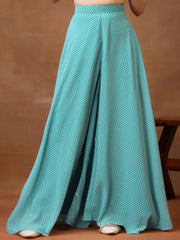 Girls Floral Printed Pleated Kurta with Palazzos