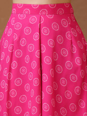 Girls Floral Printed Pleated Gotta Patti Kurta with Palazzos