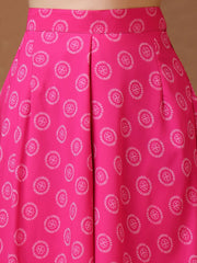 Girls Floral Printed Pleated Gotta Patti Kurta with Palazzos