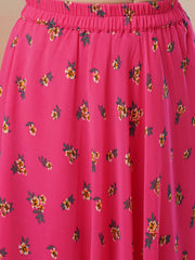 Girls Pink Floral Printed Ready to Wear Lehenga & Blouse