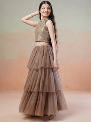 Girls Embellished Sequinned Ready to Wear Lehenga