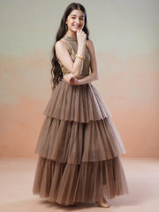 Girls Embellished Sequinned Ready to Wear Lehenga