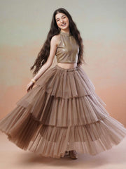 Girls Embellished Sequinned Ready to Wear Lehenga