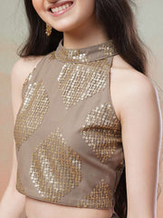 Girls Embellished Sequinned Ready to Wear Lehenga