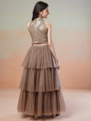 Girls Embellished Sequinned Ready to Wear Lehenga