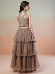 Girls Embellished Sequinned Ready to Wear Lehenga