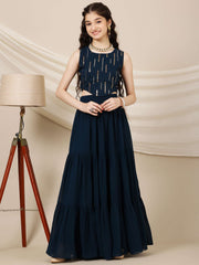 Girls Embroidered Sequinned Ready to Wear Lehenga