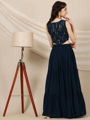 Girls Embroidered Sequinned Ready to Wear Lehenga