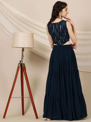 Girls Embroidered Sequinned Ready to Wear Lehenga