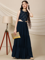 Girls Embroidered Sequinned Ready to Wear Lehenga