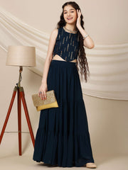 Girls Embroidered Sequinned Ready to Wear Lehenga