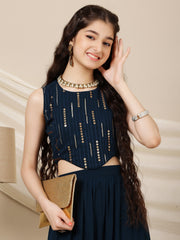 Girls Embroidered Sequinned Ready to Wear Lehenga