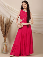 Girls Embroidered Sequinned Ready to Wear Lehenga