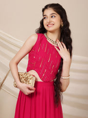 Girls Embroidered Sequinned Ready to Wear Lehenga