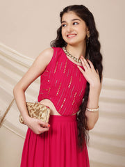 Girls Embroidered Sequinned Ready to Wear Lehenga