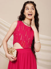 Girls Embroidered Sequinned Ready to Wear Lehenga