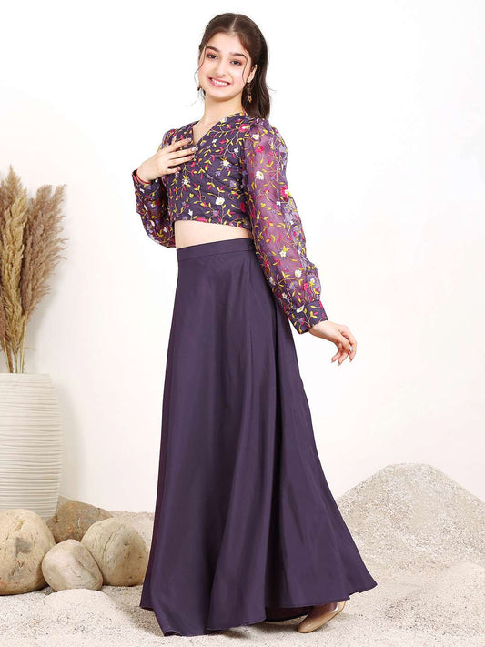 Girls Embroidered Thread Work Ready to Wear Lehenga and Blouse