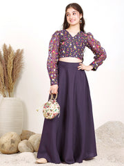 Girls Embroidered Thread Work Ready to Wear Lehenga and Blouse