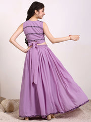 Girls Embroidered Sequinned Ready to Wear Lehenga & Blouse