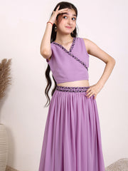 Girls Embroidered Sequinned Ready to Wear Lehenga & Blouse